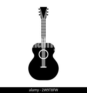 Guitar black vector icon on white background Stock Vector