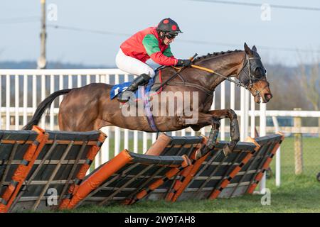 Comeragh Lad, ridden by David Pichard and trained by Ryan Chapman, running over hurdles at Wincanton, March 21st 2022 Stock Photo