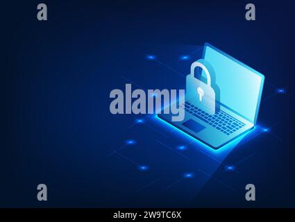 Cyber security technology background System to prevent data deletion and cyber theft You must verify your identity to access the information. Laptop s Stock Vector