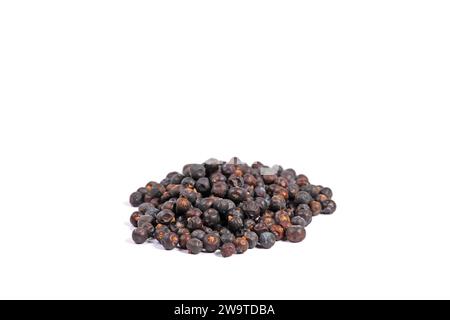 Dried juniper berries against a white background Stock Photo