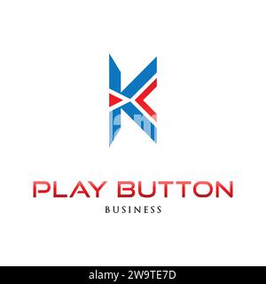 Initial Letter K Play Button Icon Logo Design Template Stock Vector