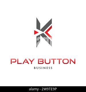 Initial Letter K Play Button Icon Logo Design Template Stock Vector