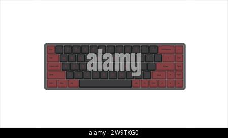 Vector Mechanical keyboard gaming with retro vintage PBT keycaps 68% layout with isolated transparent background illustration Stock Vector