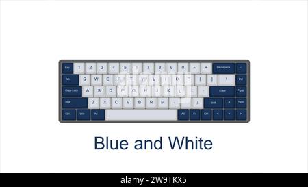 Vector Mechanical keyboard gaming with retro vintage PBT keycaps 68% layout with isolated transparent background illustration Stock Vector