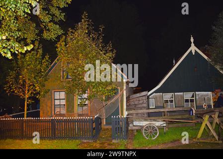 Enkhuizen, Netherlands. October 28, 2023.A fisherman's cottage in the evening in Enkhuizen. . High quality photo Stock Photo