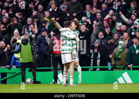 Celtic's Matt O'riley (second Left) Celebrates With Team-mates After 