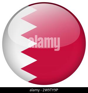 Bahrain flag button. Bahrain circle flag button isolated on white background Stock Vector