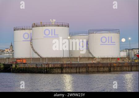 Oil storage at the port of Aberdeen harbour  Stock Photo