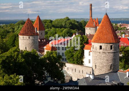 View of the medieval old town from Toompea hill in Tallinn in Estonia in Eastern Europe Stock Photo