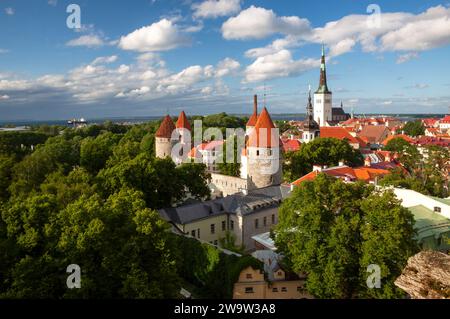 View of the medieval old town from Toompea hill in Tallinn in Estonia in Eastern Europe Stock Photo