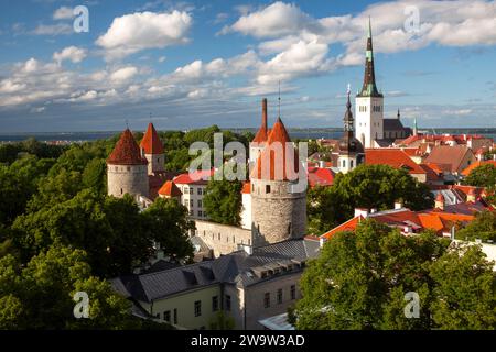 View of the medieval old town from Toompea hill in Tallinn in Estonia in Eastern Europe Stock Photo