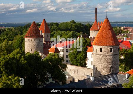 View of the medieval old town from Toompea hill in Tallinn in Estonia in Eastern Europe Stock Photo