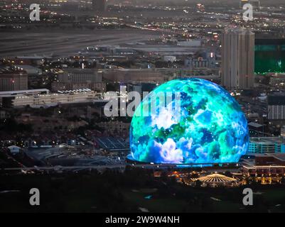 Las Vegas, Nevada, USA - November 7th, 2023: MSG Sphere illuminated Stock Photo