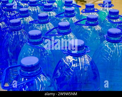 Plastic bottles with washer fluid Stock Photo