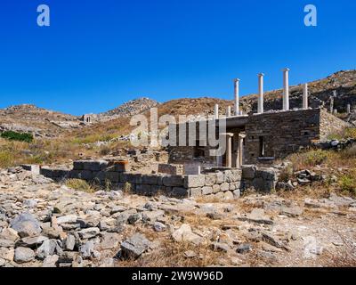 House of Hermes, Delos Archaeological Site, Delos Island, Cyclades, Greece Stock Photo