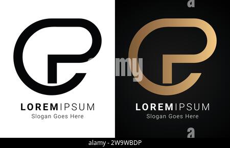 Luxury Initial CP or PC Monogram Text Letter Logo Design Stock Vector
