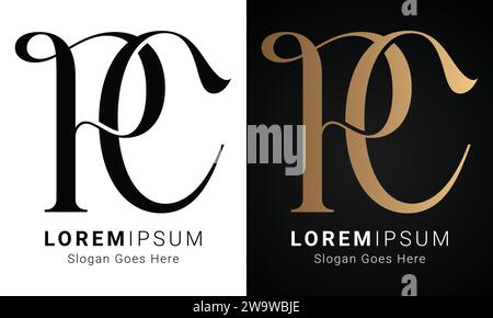 Luxury Initial CP or PC Monogram Text Letter Logo Design Stock Vector