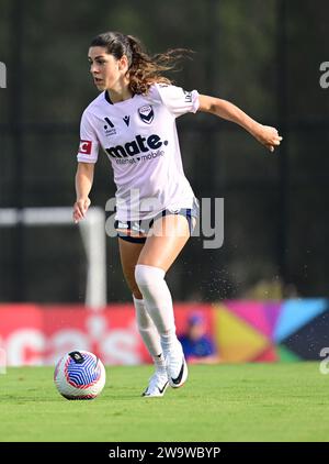 Rooty Hills, Australia. 30th Dec, 2023. McKenzie Weinert of Melbourne Victory FC is seen in action during the Women's A-League 2023/24 season round 10 match between Western Sydney Wanderers FC and Melbourne Victory FC held at the Wanderers Football Park. Final score; Western Sydney Wanderers 2:0 Melbourne Victory FC. Credit: SOPA Images Limited/Alamy Live News Stock Photo