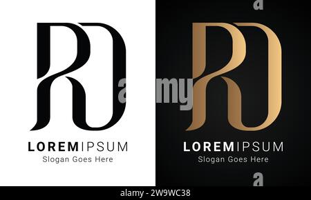 Luxury Initial DR or RD Monogram Text Letter Logo Design Stock Vector