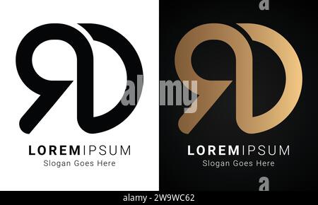 Luxury Initial DR or RD Monogram Text Letter Logo Design Stock Vector