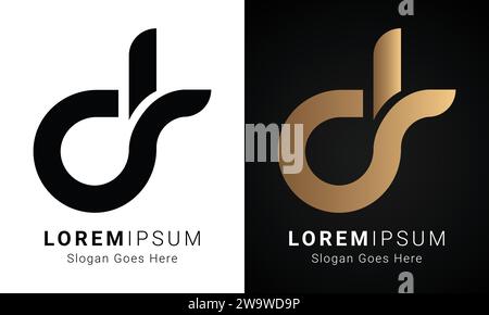 Luxury Initial DR or RD Monogram Text Letter Logo Design Stock Vector