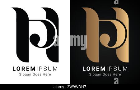 Luxury Initial HP or PH Monogram Text Letter Logo Design Stock Vector