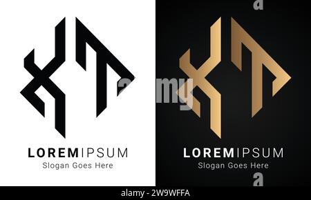 Luxury Initial XT or TX Monogram Text Letter Logo Design Stock Vector