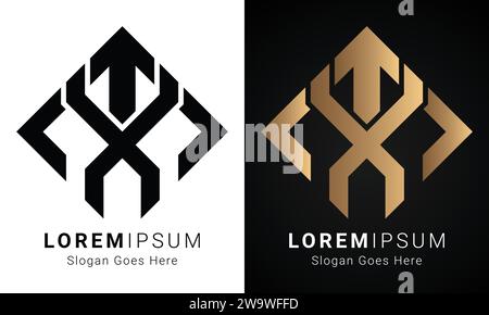 Luxury Initial XT or TX Monogram Text Letter Logo Design Stock Vector