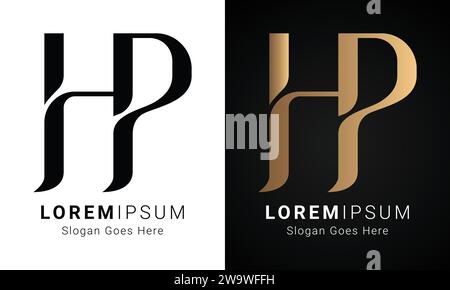 Luxury Initial HP or PH Monogram Text Letter Logo Design Stock Vector