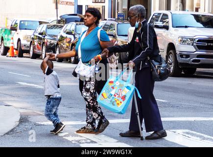 Nashville street scene - three generations Stock Photo