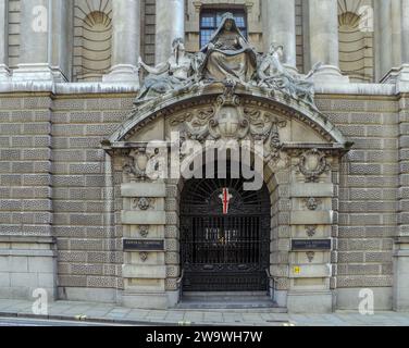 Old Bailey, London, UK - April 21st 2014: The entrance to the Central Criminal Court of England and Wales, commonly referred to as the Old Bailey. Stock Photo