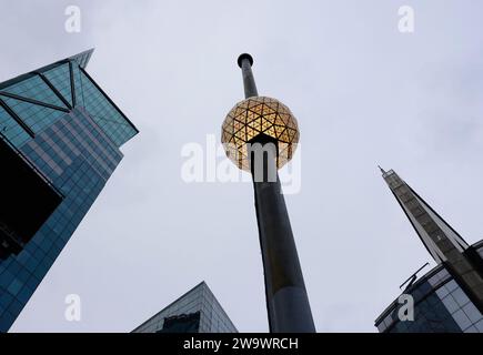 New York, United States. 30th Dec, 2023. The iconic Times Square New Year's Eve Ball is tested one day before the New Year's Eve celebrations in Times Square in New York City on Saturday December 30, 2023. Photo by John Angelillo/UPI Credit: UPI/Alamy Live News Stock Photo