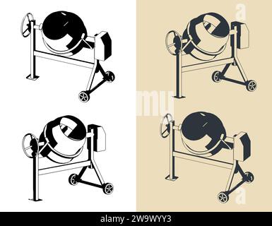 Stylized vector illustration of concrete mixer truck Stock Vector Image ...