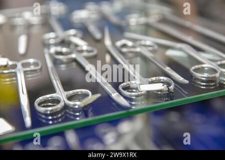 set of various surgical instruments closeup Stock Photo