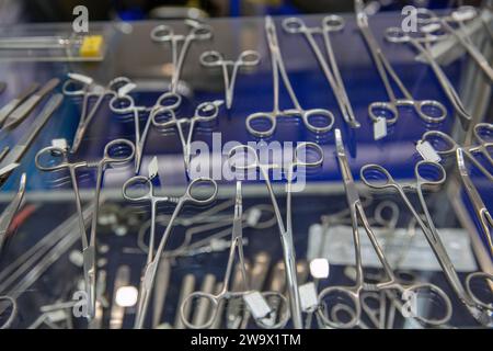 set of various surgical instruments closeup Stock Photo