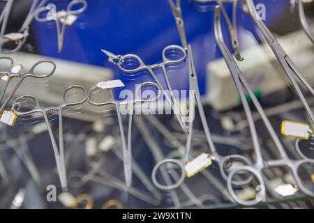 set of various surgical instruments closeup Stock Photo