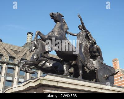 Boadicea And Her Daughters Bronze Sculptural Group By Sculptor Thomas Thornycroft Circa 1883 In London, UK Stock Photo