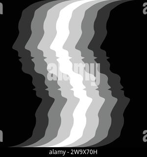 Abstract man heads gradient reverse Stock Vector