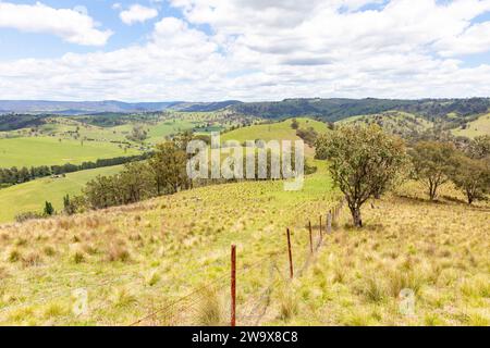 Australian landscape countryside in central west New South Wales, farming land views of Blue Mountains range,NSW,Australia Stock Photo