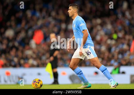 Manchester, UK. 30th Dec, 2023. Rodrigo #16 of Manchester City during the Premier League match Manchester City vs Sheffield United at Etihad Stadium, Manchester, United Kingdom, 30th December 2023 (Photo by Conor Molloy/News Images) in Manchester, United Kingdom on 12/30/2023. (Photo by Conor Molloy/News Images/Sipa USA) Credit: Sipa USA/Alamy Live News Stock Photo