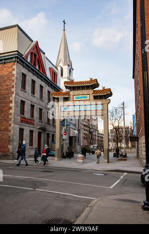 Gate on the west side of Chinatown on St. Laurent in Montreal, Quebec, Canada Stock Photo