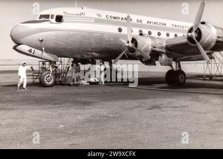 Photo of a Douglas DC4, operated by the peruvian airline, Faucett, Peru, taken in early seventies Stock Photo