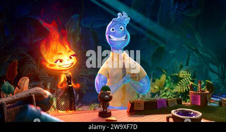 Elemental (2023) directed by Peter Sohn and starring Leah Lewis, Mamoudou Athie and Ronnie Del Carmen. Follows Ember and Wade, in a city where fire-, water-, earth- and air-residents live together. Publicity still ***EDITORIAL USE ONLY***. Credit: BFA / Walt Disney Studios Stock Photo