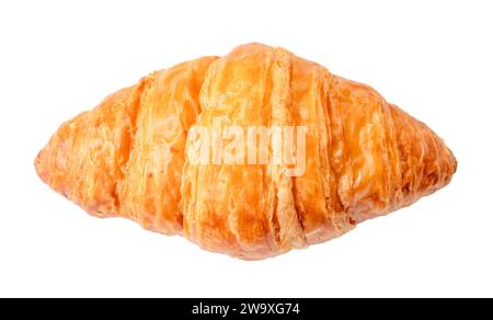 Top view of delicious croissant is isolated on white background with clipping path. Stock Photo