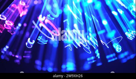 colourful abstract background of fiber optic cables Stock Photo