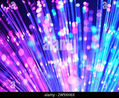 colourful abstract background of fiber optic cables Stock Photo