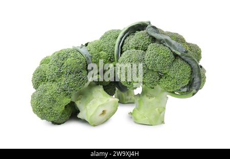 Fresh raw green broccoli isolated on white Stock Photo