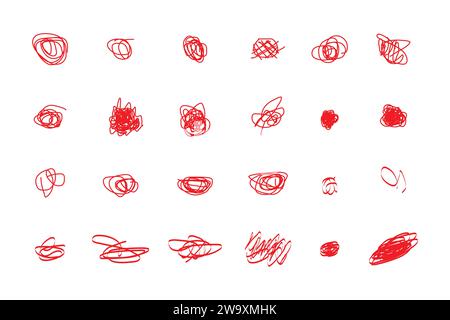 Grunge style in a set of hand drawn doodle shape dots and drops. Stock Vector