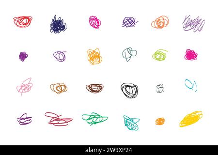 Grunge style in a set of hand drawn doodle shape dots and drops. Stock Vector