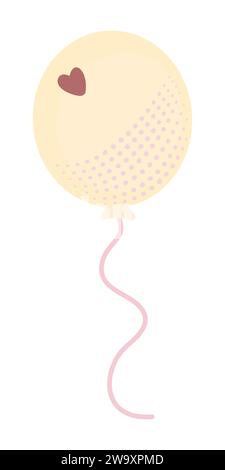 Cute yellow rubber helium balloon with a rope, festive vector color illustration Stock Vector